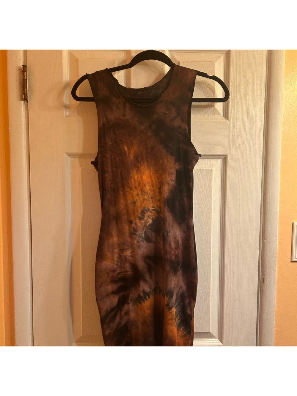 SHEIN Gold and Brown Bodycon Mini Dress Sleeveless Crew Neck